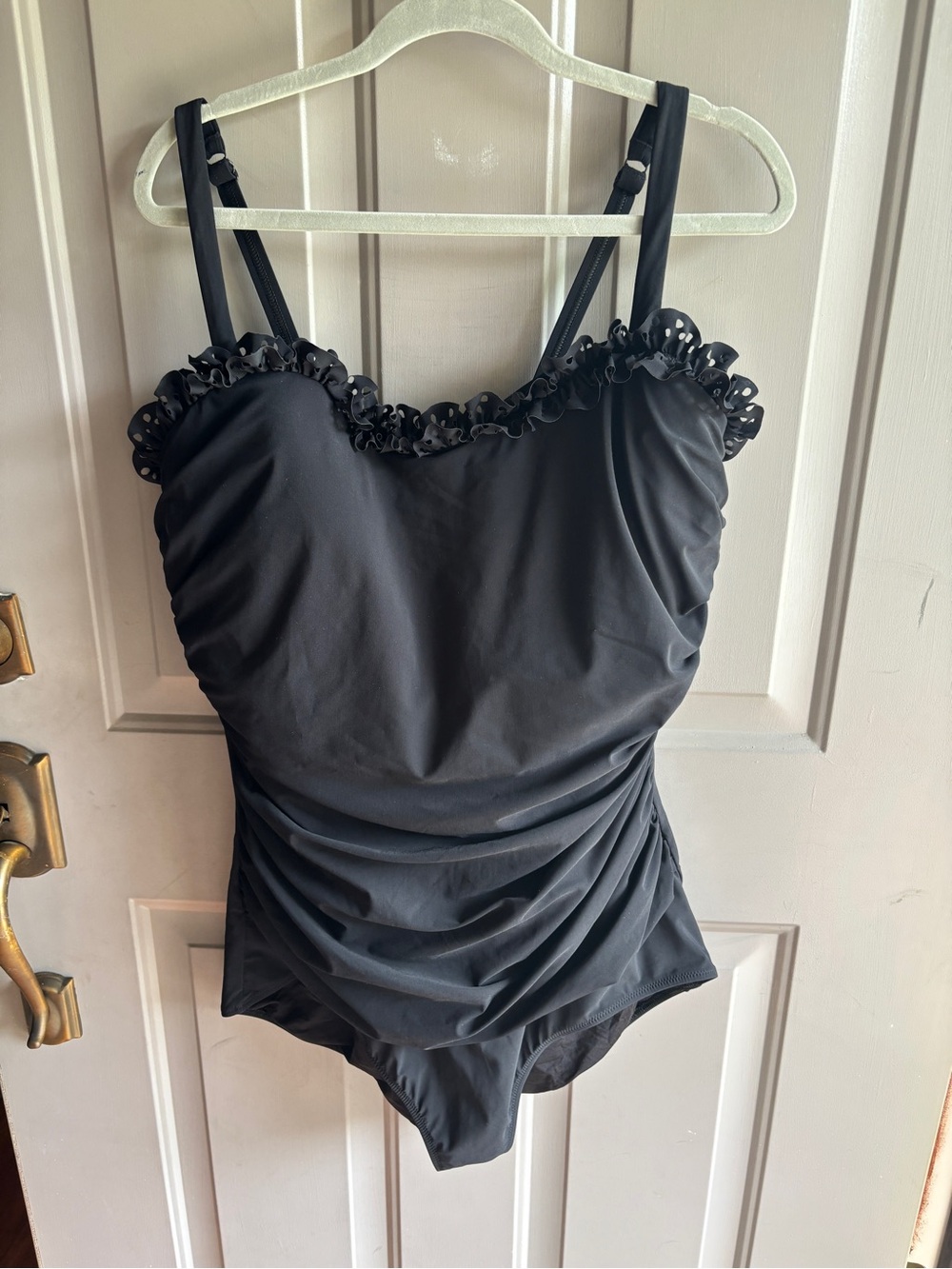 Profile By Gottex Black One-Piece Swimsuit with Ruffle Trim size 24W